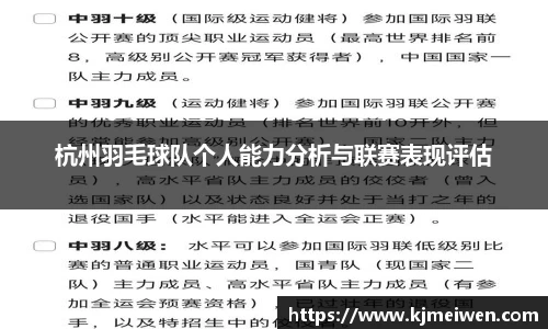 杭州羽毛球队个人能力分析与联赛表现评估